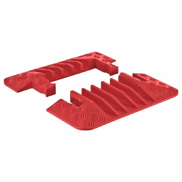 Cable Protector, 1-7/8 in H, 8-3/4 in L, 19-3/4 in W, 5 Channel, Polyurethane, Orange